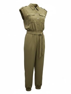 Rachel Zoe Sleeveless Olive Utility Jumpsuit with Belt